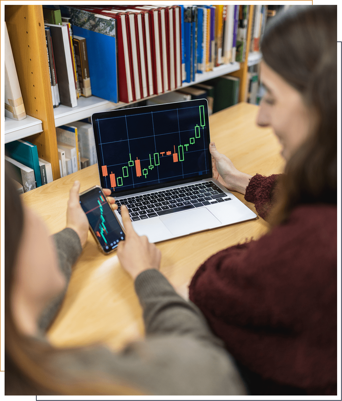 Analyzing financial data on devices in library